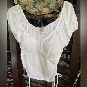 No Boundaries On/Off Shoulder Padded Halter Scoop Top W/Ties, Gather On Side